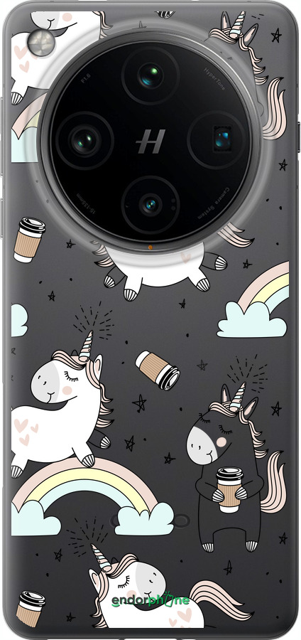 Силиконовый чехол Единорог и кофе для Oppo Find X8 Pro - 4661u-3872 изображение 