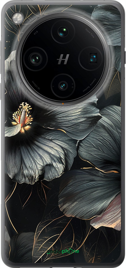 Силиконовый чехол Черные цветы для Oppo Find X8 Pro - 6031u-3872 изображение 