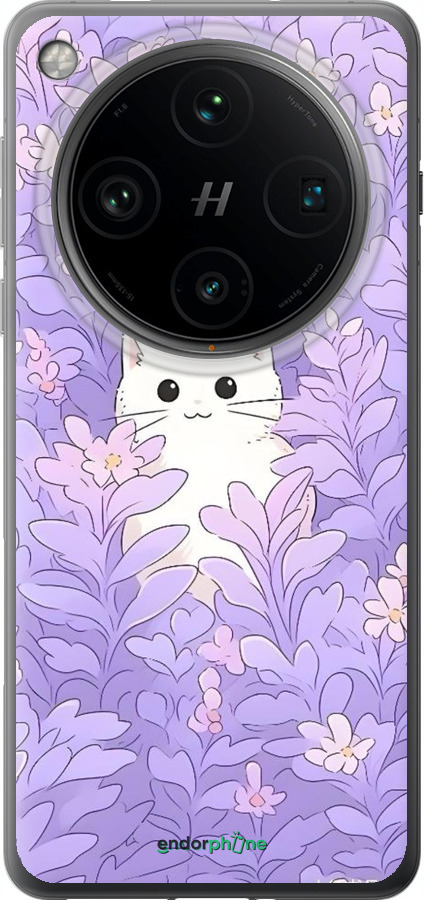 Силиконовый чехол Котик в цветах для Oppo Find X8 Pro - 6390u-3872 изображение 
