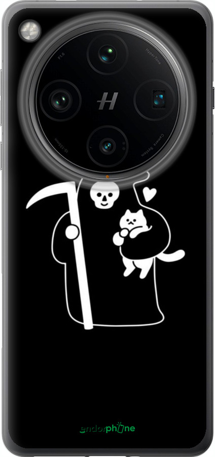 Силіконовий чехол Мінімалістичний арт: смерть та кішка для Oppo Find X8 Pro - 6529u-3872 изображение 