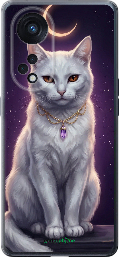 Силиконовый чехол Mystic White Cat Gothic Dark Purple Gold для Oppo OPPO RENO 8T 5G - 6805u-3122 изображение 