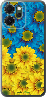 Силиконовый чехол Жёлто-голубые цветы для Oppo RENO 14F 5G - 1048u-4091 изображение 