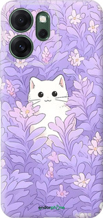 Силиконовый чехол Котик в цветах для Oppo RENO 14F 5G - 6390u-4091 изображение 