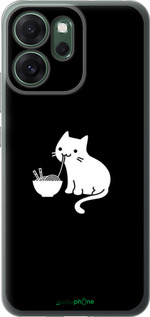 Силиконовый чехол С милым котом на черном фоне для Oppo RENO 14F 5G - 6528u-4091 изображение 