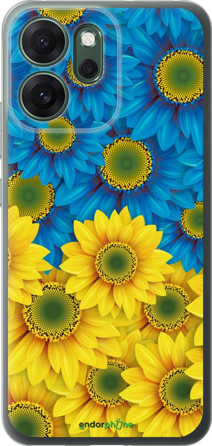 Силиконовый чехол Жёлто-голубые цветы для Oppo RENO 14F 5G - 1048u-4091 изображение 