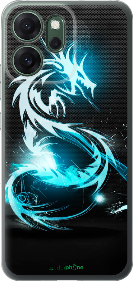 Силиконовый чехол Бело-голубой огненный дракон для Oppo RENO 14F 5G - 113u-4091 изображение 