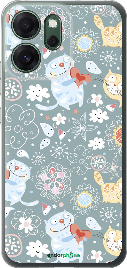 Силиконовый чехол Котята v3 для Oppo RENO 14F 5G - 1223u-4091 изображение 