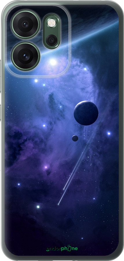 Силиконовый чехол Планеты в синем космосе для Oppo RENO 14F 5G - 171u-4091 изображение 