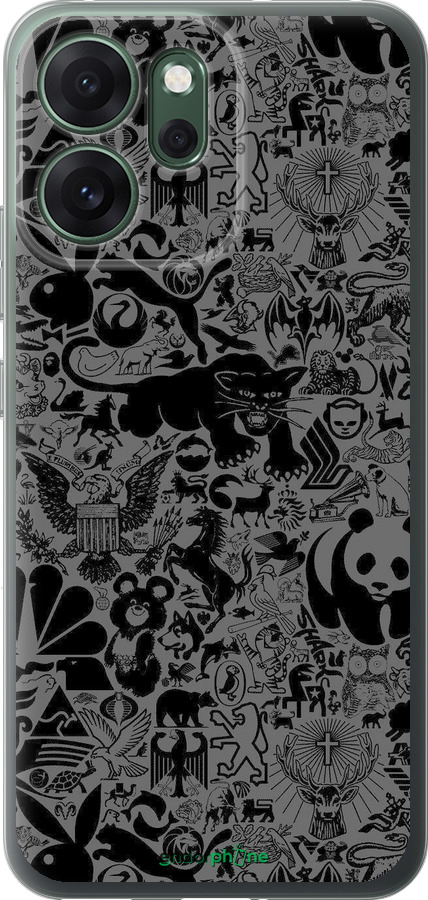 Силиконовый чехол Чёрно-серый стикер бомбинг для Oppo RENO 14F 5G - 2432u-4091 изображение 