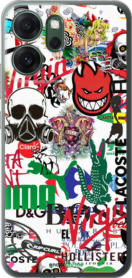 Силиконовый чехол Many different logos для Oppo RENO 14F 5G - 4022u-4091 изображение 