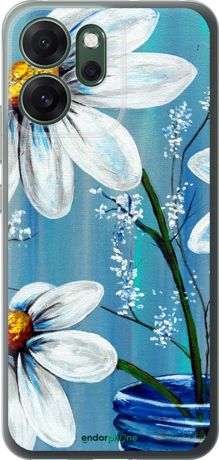 Силиконовый чехол Красивые арт-ромашки для Oppo RENO 14F 5G - 4031u-4091 изображение 