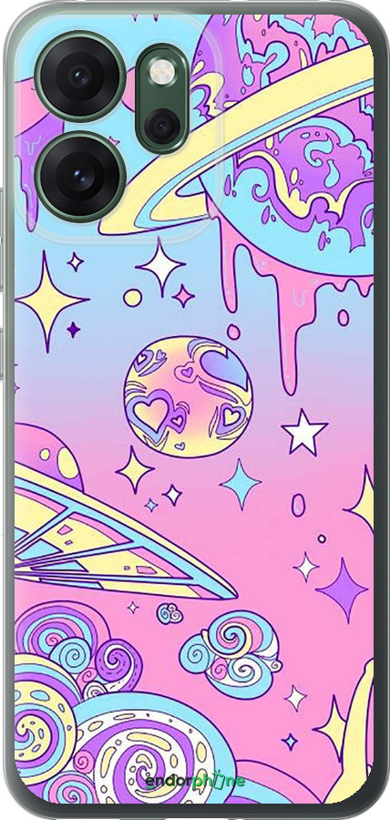 Силиконовый чехол Розовая галактика для Oppo RENO 14F 5G - 4146u-4091 изображение 