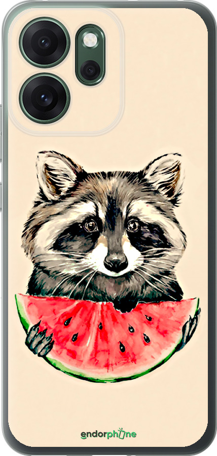Силиконовый чехол Енотик с арбузом для Oppo RENO 14F 5G - 4605u-4091 изображение 