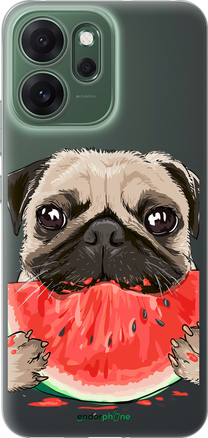 Силиконовый чехол Мопс и арбуз для Oppo RENO 14F 5G - 4665u-4091 изображение 