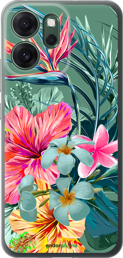 Силиконовый чехол Тропические цветы v1 для Oppo RENO 14F 5G - 4667u-4091 изображение 