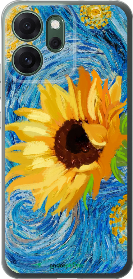 Силиконовый чехол Цветы желто-голубые для Oppo RENO 14F 5G - 5308u-4091 изображение 