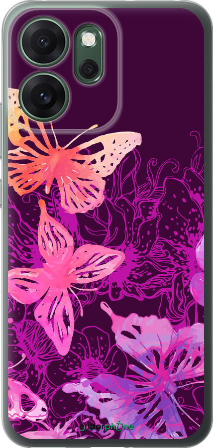 Силиконовый чехол Бабочки v2 для Oppo RENO 14F 5G - 5475u-4091 изображение 