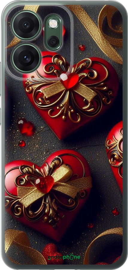 Силиконовый чехол Сердечки v4 для Oppo RENO 14F 5G - 5834u-4091 изображение 