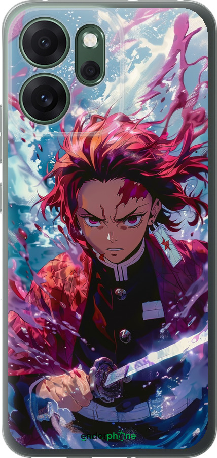 Силиконовый чехол Танджиро Камадо: Клинок рассекающий демонов для Oppo RENO 14F 5G - 6111u-4091 изображение 