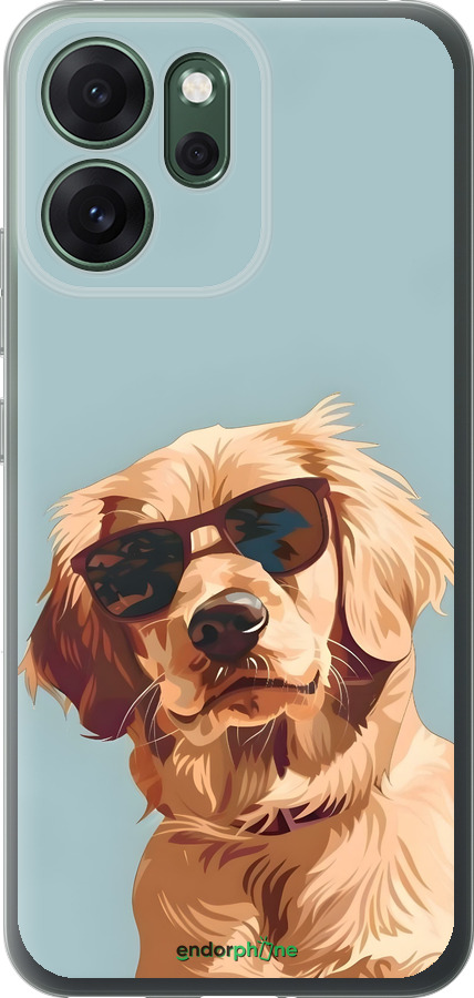 Силиконовый чехол Пес в очках для Oppo RENO 14F 5G - 6381u-4091 изображение 