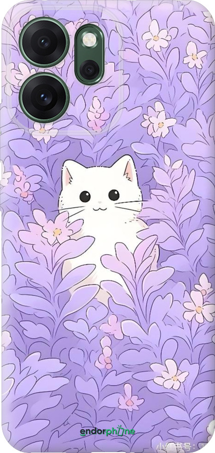 Силиконовый чехол Котик в цветах для Oppo RENO 14F 5G - 6390u-4091 изображение 