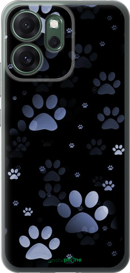 Силиконовый чехол С синими отпечатками лап для Oppo RENO 14F 5G - 6441u-4091 изображение 