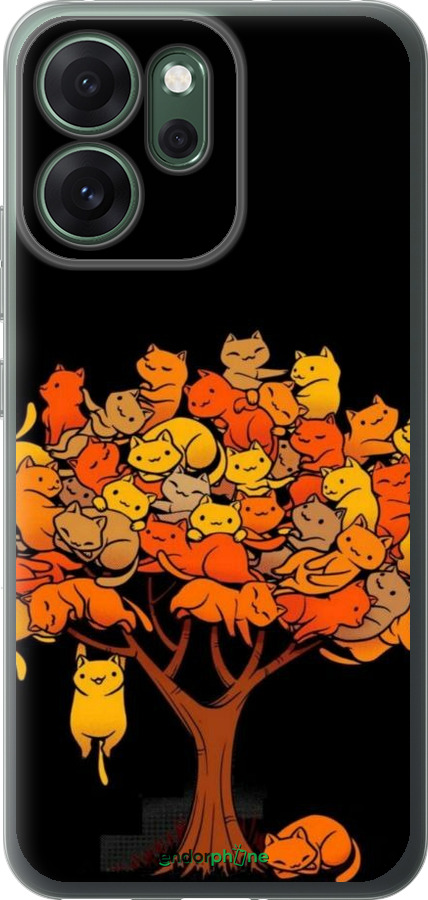 Силиконовый чехол Дерево и котики для Oppo RENO 14F 5G - 6516u-4091 изображение 