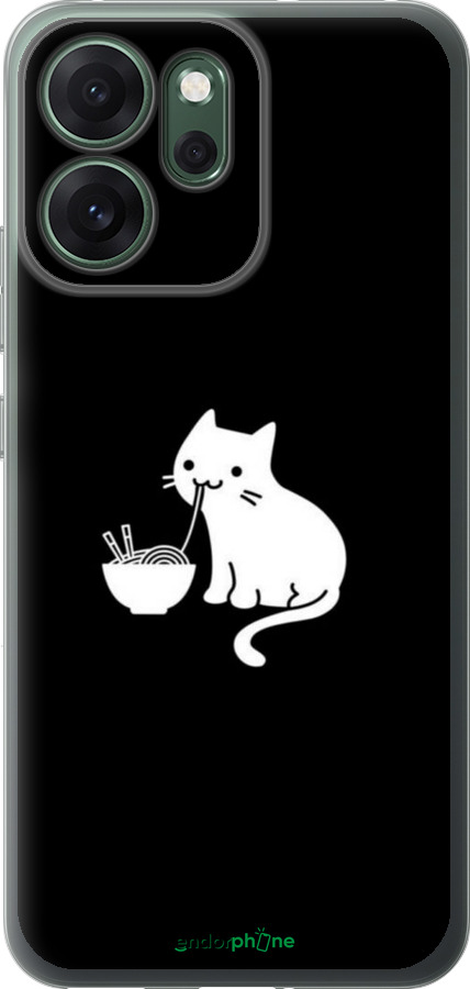 Силиконовый чехол С милым котом на черном фоне для Oppo RENO 14F 5G - 6528u-4091 изображение 