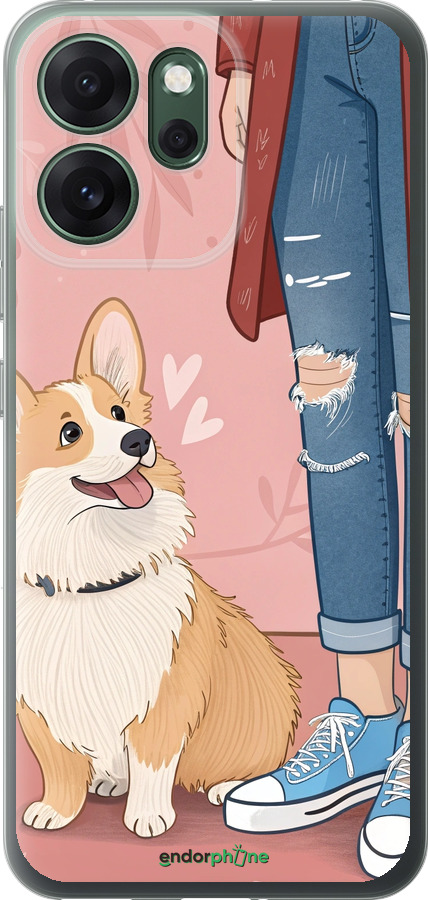 Силиконовый чехол Корги 3 для Oppo RENO 14F 5G - 6707u-4091 изображение 