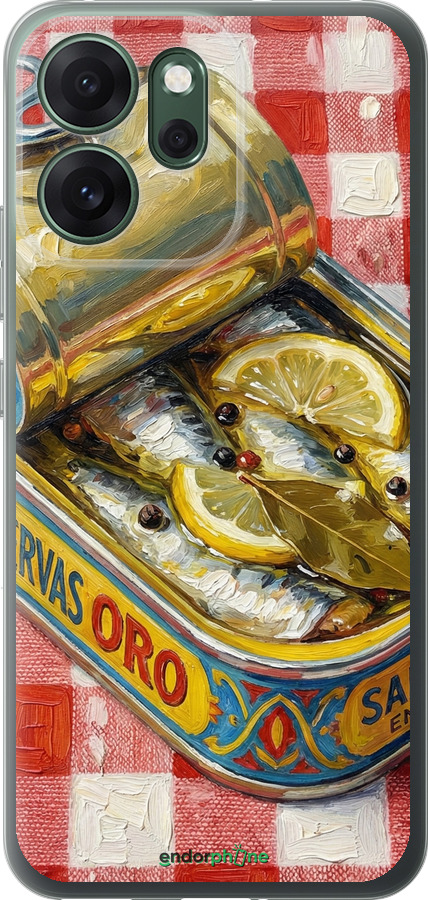 Силиконовый чехол Vintage Sardine Tin Phone для Oppo RENO 14F 5G - 6772u-4091 изображение 