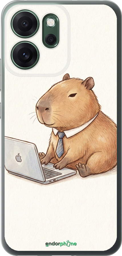Силиконовый чехол Funny Capybara CEO Working для Oppo RENO 14F 5G - 6777u-4091 изображение 