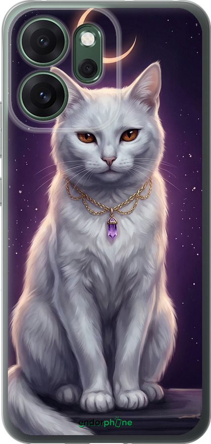 Силиконовый чехол Mystic White Cat Gothic Dark Purple Gold для Oppo RENO 14F 5G - 6805u-4091 изображение 