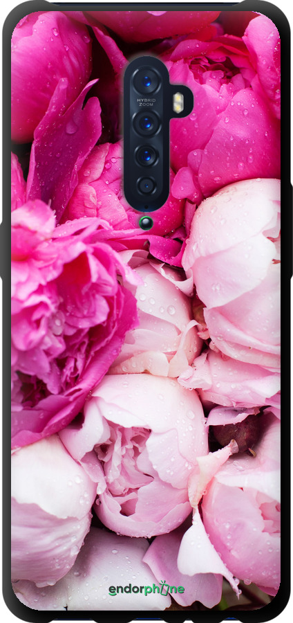 

TPU musta cover "Vaaleanpunaiset pionit" for Oppo Reno 2, Vaaleanpunainen