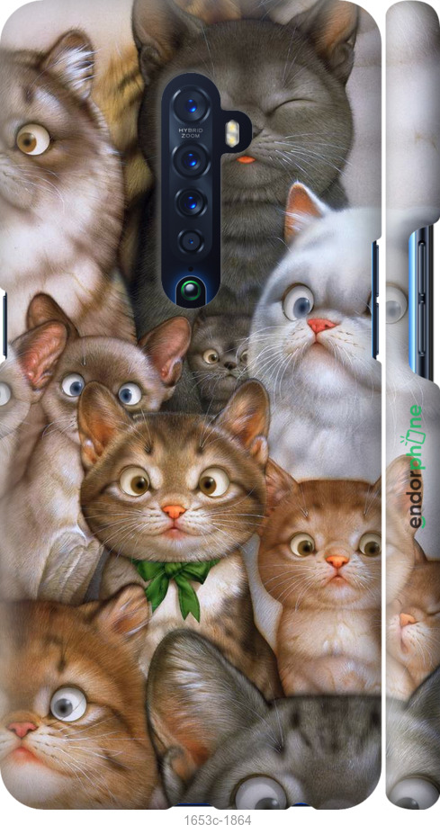 

3D пластиковий матовий чохол "Коти" для Oppo Reno 2