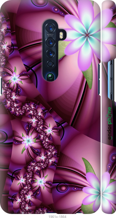 

3D пластиковий матовий чохол "Квіткова мозаїка" для Oppo Reno 2, Рожевий