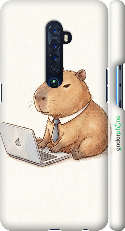 3D пластиковый матовый чехол Funny Capybara CEO Working для Oppo Reno 2 - 6777m-1864 изображение 