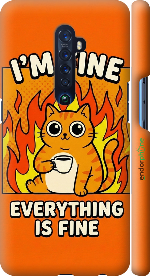 3D пластиковый матовый чехол Funny Cat для Oppo Reno 2 - 6786m-1864 изображение 