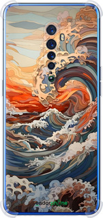 Силикон с усиленными углами чехол Арт волны для Oppo Reno 2 - 6324sp-1864 изображение 