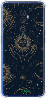 Силіконовий протиударний с посиленими кутами чехол Celestial Harmony: Sun & Moon Gold Mystic Pattern для Oppo Reno 2 - 6778sp-1864 изображение 