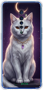 Силикон с усиленными углами чехол Mystic White Cat Gothic Dark Purple Gold для Oppo Reno 2 - 6805sp-1864 изображение 