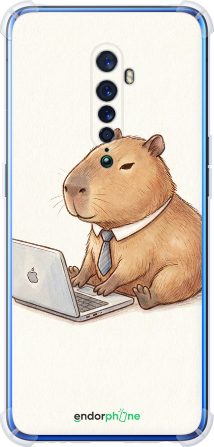 Силіконовий протиударний с посиленими кутами чехол Funny Capybara CEO Working для Oppo Reno 2 - 6777sp-1864 изображение 