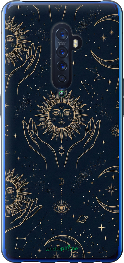 Силіконовий чехол Celestial Harmony: Sun & Moon Gold Mystic Pattern для Oppo Reno 2 - 6778u-1864 изображение 