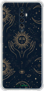Силикон с усиленными углами чехол Celestial Harmony: Sun & Moon Gold Mystic Pattern для Oppo Reno 2Z - 6778sp-1867 изображение 