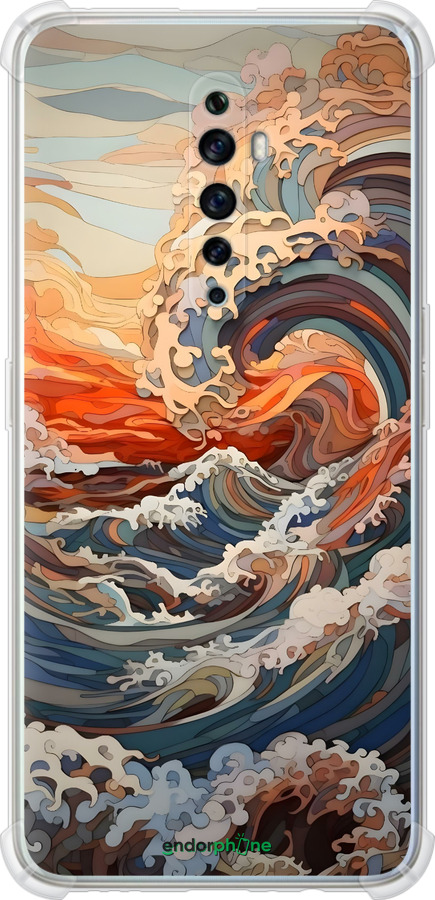 Силикон с усиленными углами чехол Арт волны для Oppo Reno 2Z - 6324sp-1867 изображение 