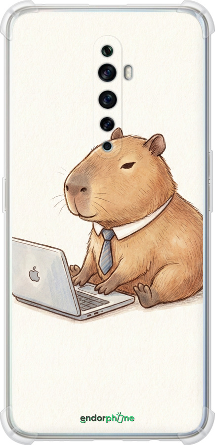 Силіконовий протиударний с посиленими кутами чехол Funny Capybara CEO Working для Oppo Reno 2Z - 6777sp-1867 изображение 