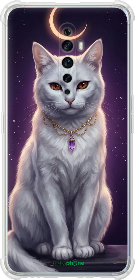 Силикон с усиленными углами чехол Mystic White Cat Gothic Dark Purple Gold для Oppo Reno 2Z - 6805sp-1867 изображение 