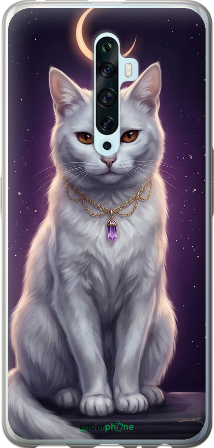2D пластиковый чехол Mystic White Cat Gothic Dark Purple Gold для Oppo Reno 2Z - 6805t-1867 изображение 