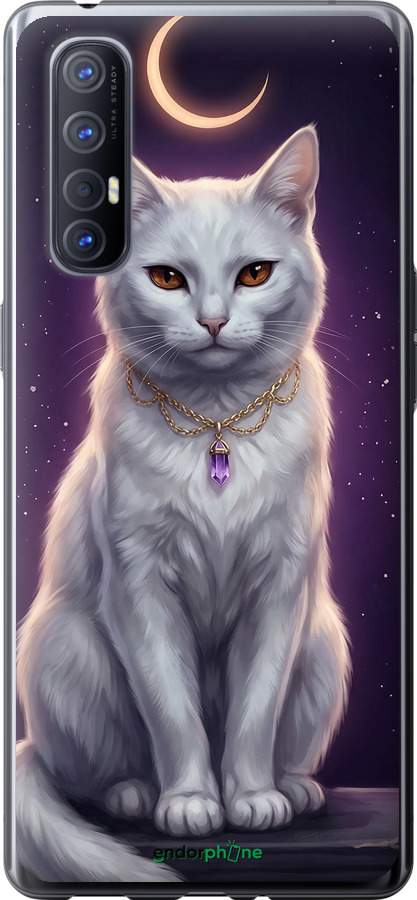 2D пластиковый чехол Mystic White Cat Gothic Dark Purple Gold для Oppo Reno 3 Pro - 6805t-1878 изображение 