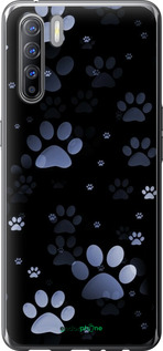 2D пластиковий чехол З синіми відбитками лап для Oppo Reno 3 - 6441t-1901 изображение 