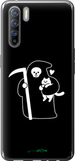 2D пластиковый чехол Минималистичный арт: смерть и кошка для Oppo Reno 3 - 6529t-1901 изображение 